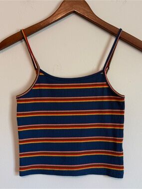 Retro Striped Ribbed Crop Top Cami Soft Girl 90s Y2K Indie Sleaze Streetwear 70s